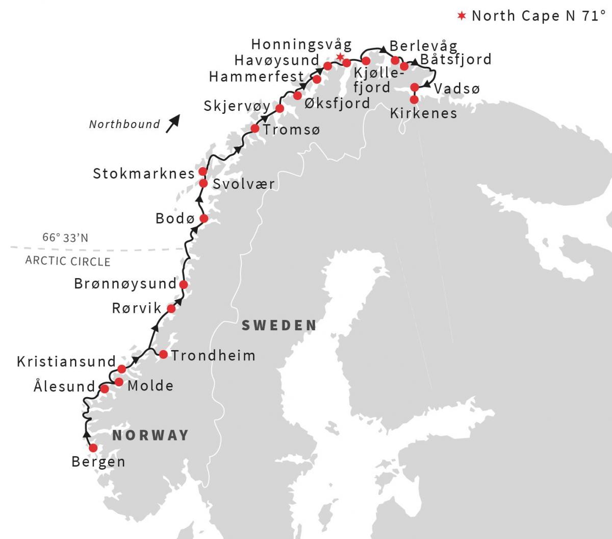 Mapa de bergen, Noruega light rail