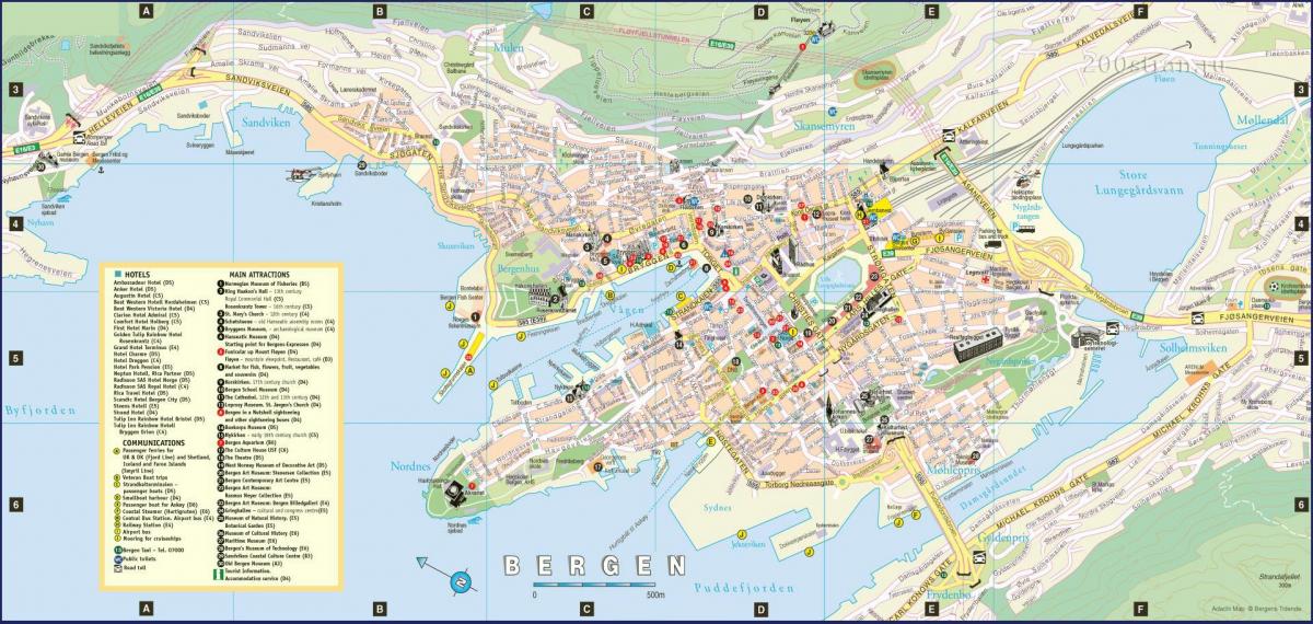 bergen, Noruega mapa da cidade
