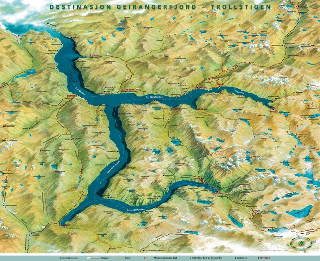 mapa geiranger Noruega