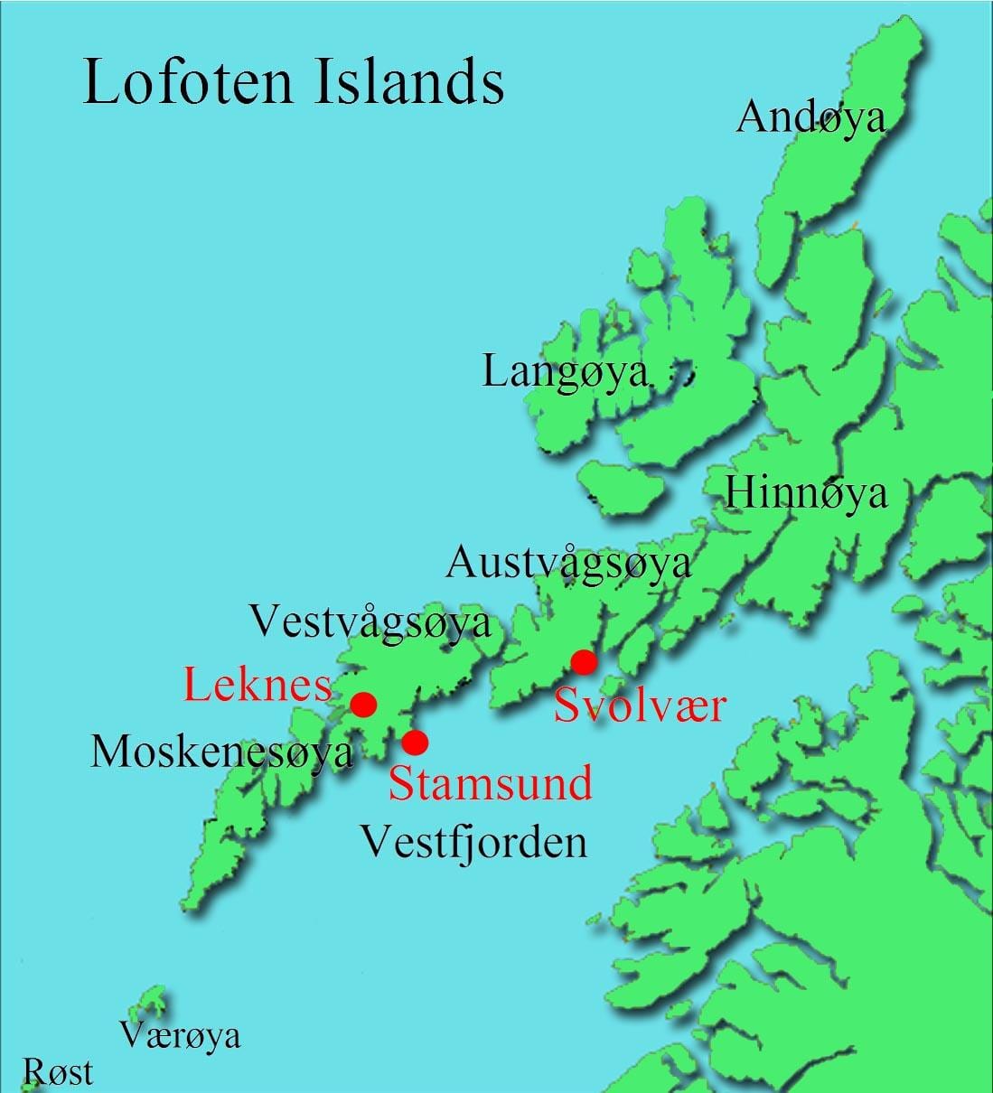 lofoten illas de Noruega mapa