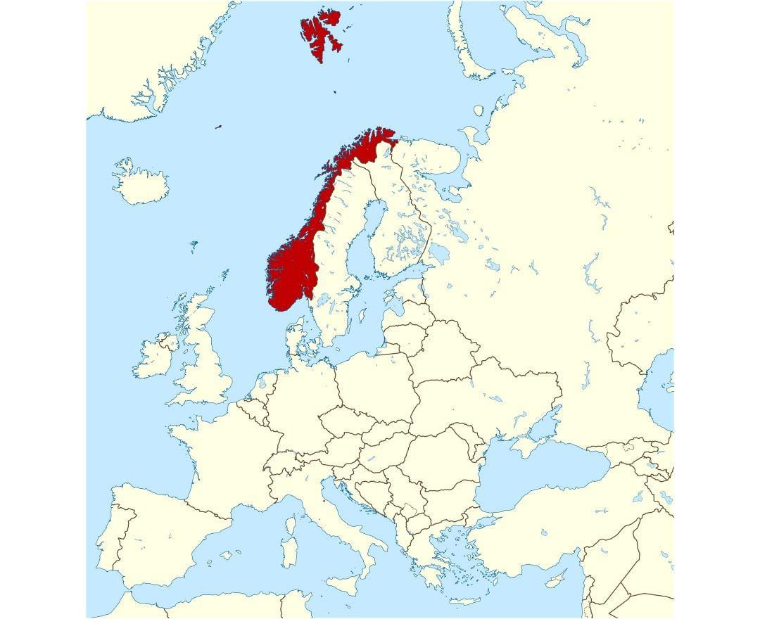 Noruega localización en mapa