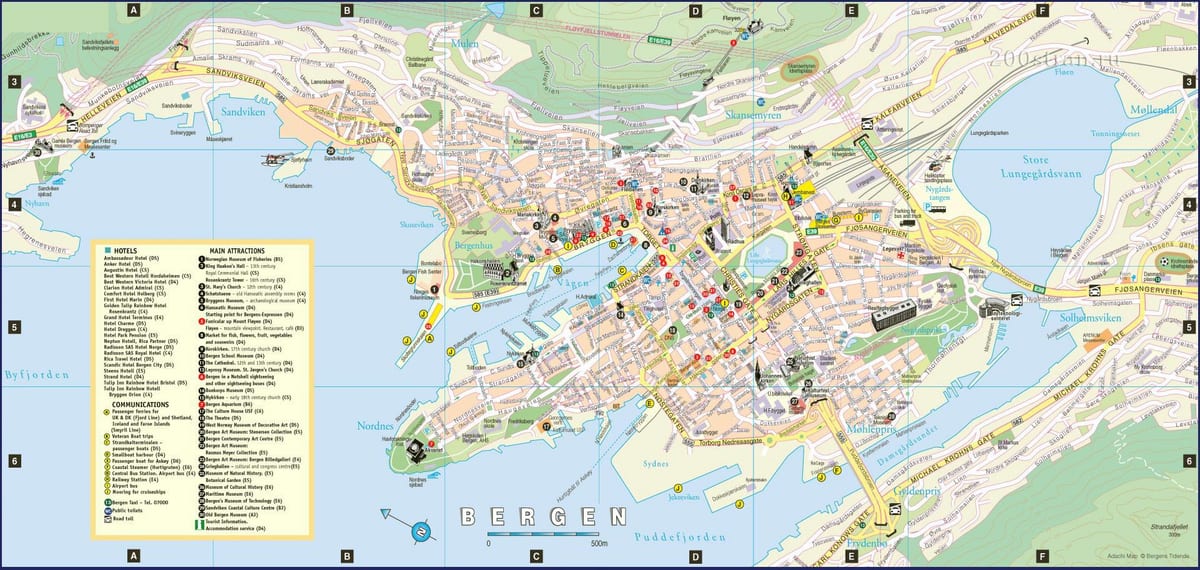 rúa mapa de bergen, Noruega