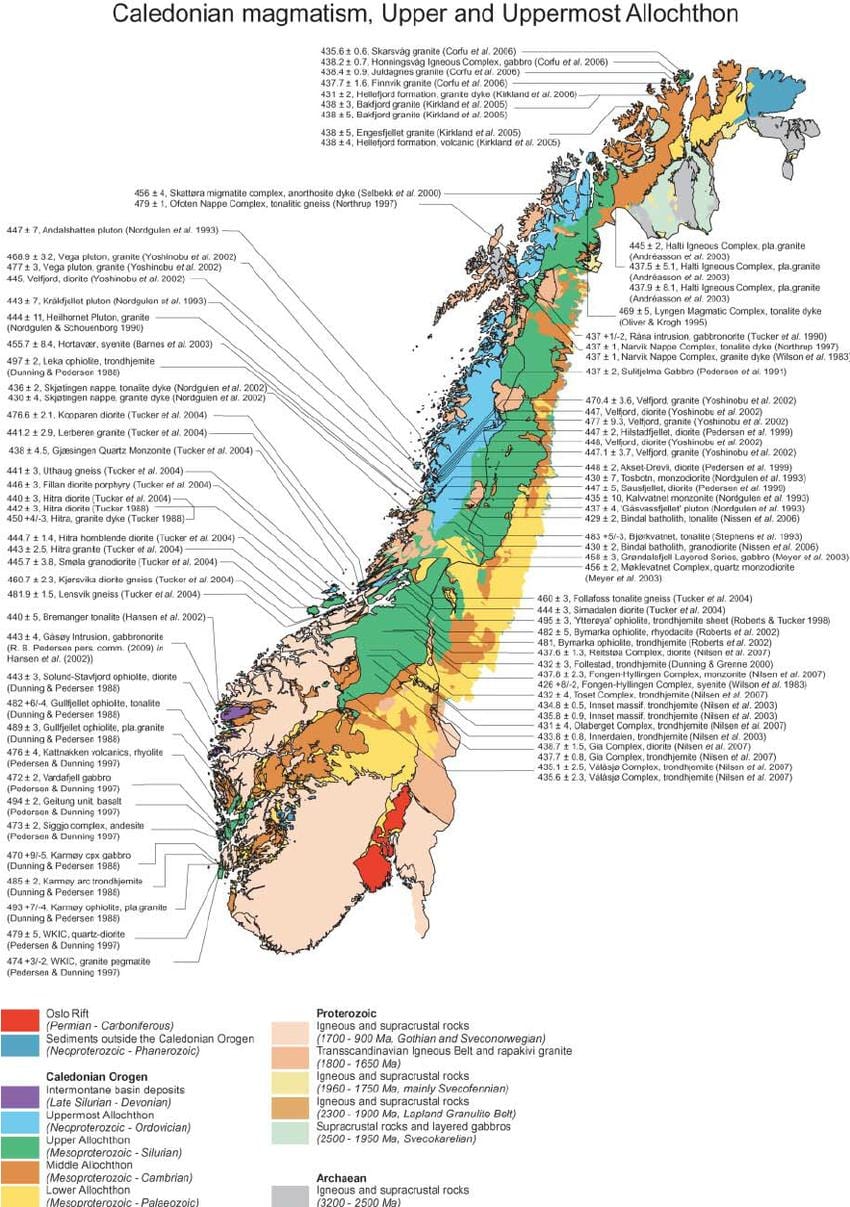 Mapa xeolóxico de Noruega