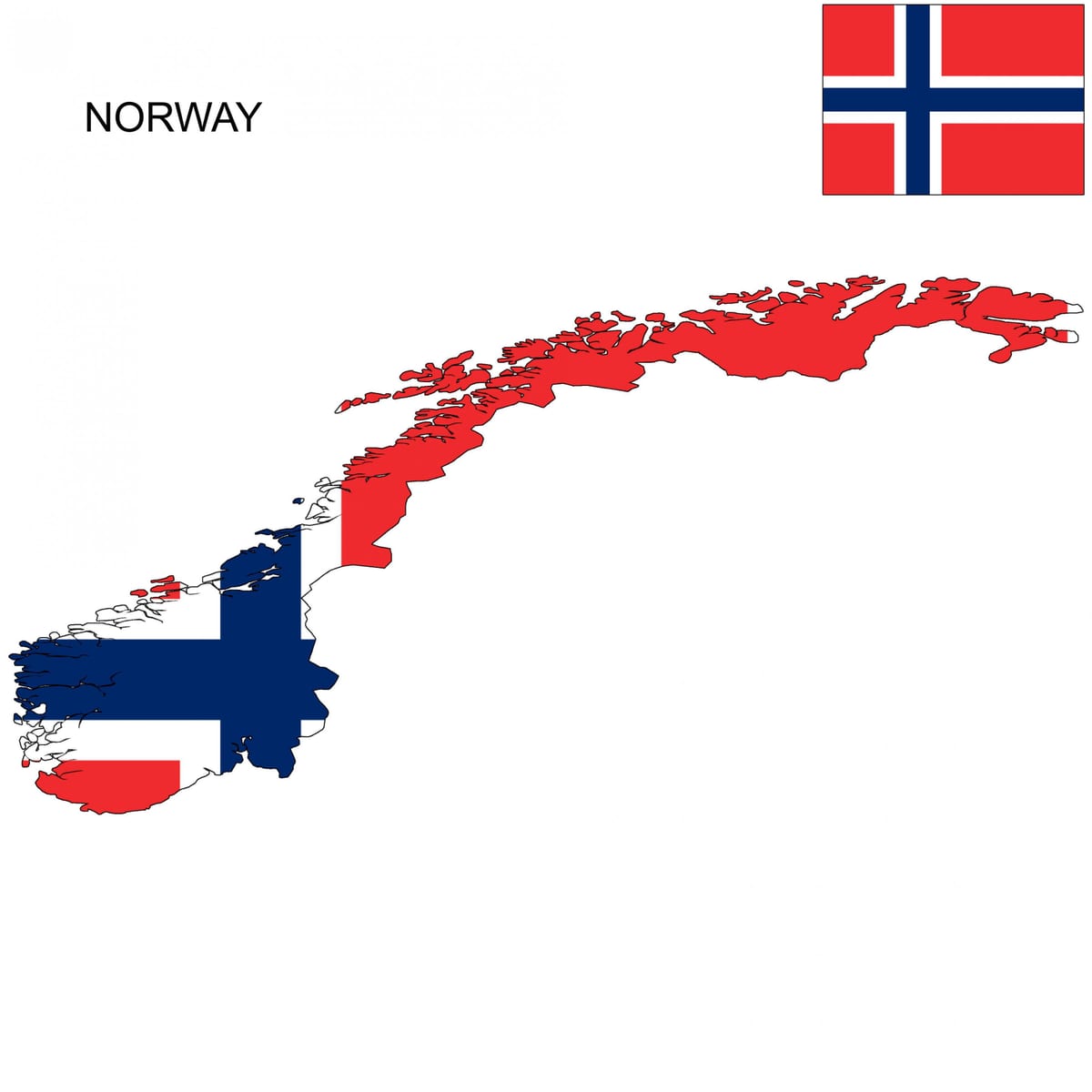 Noruega mapa bandeira