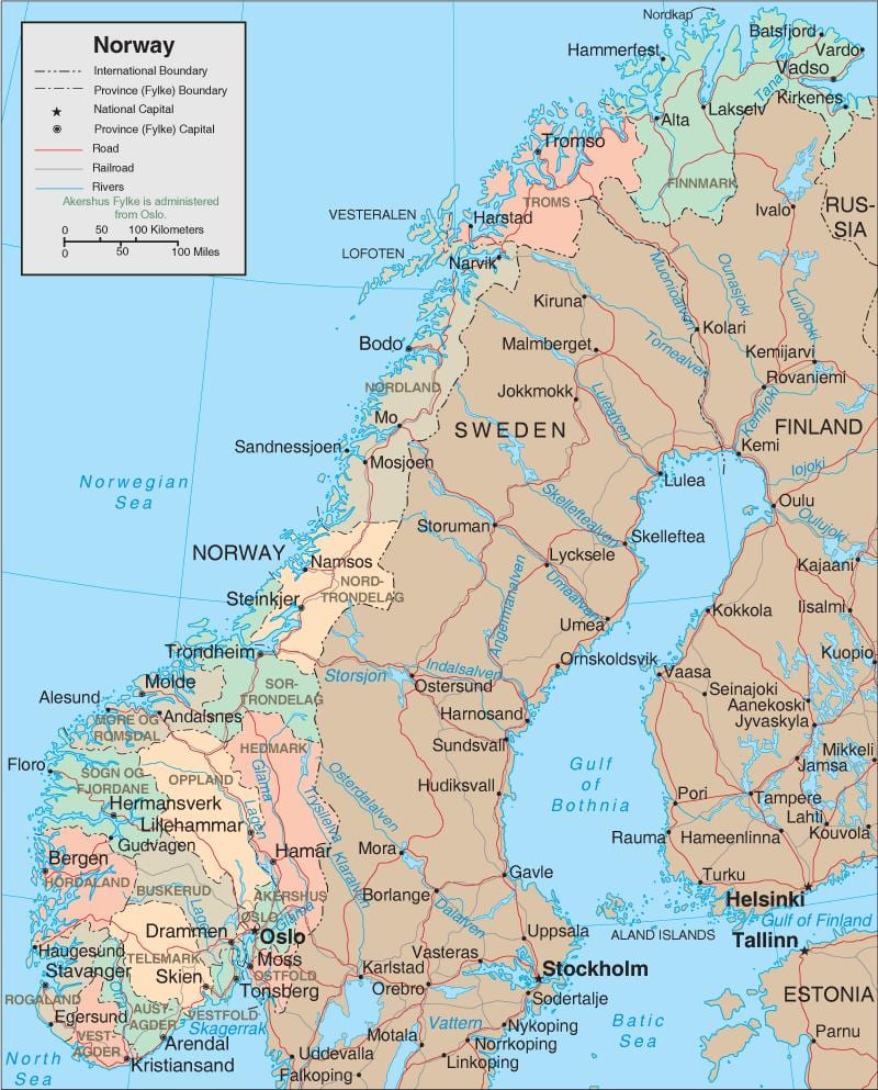 Noruega provincias mapa