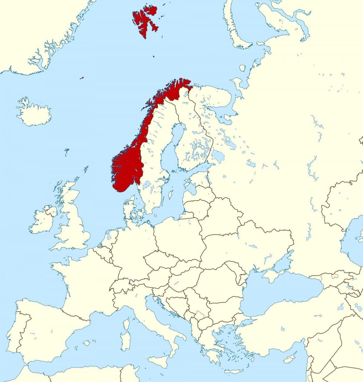 Noruega no mapa de europa