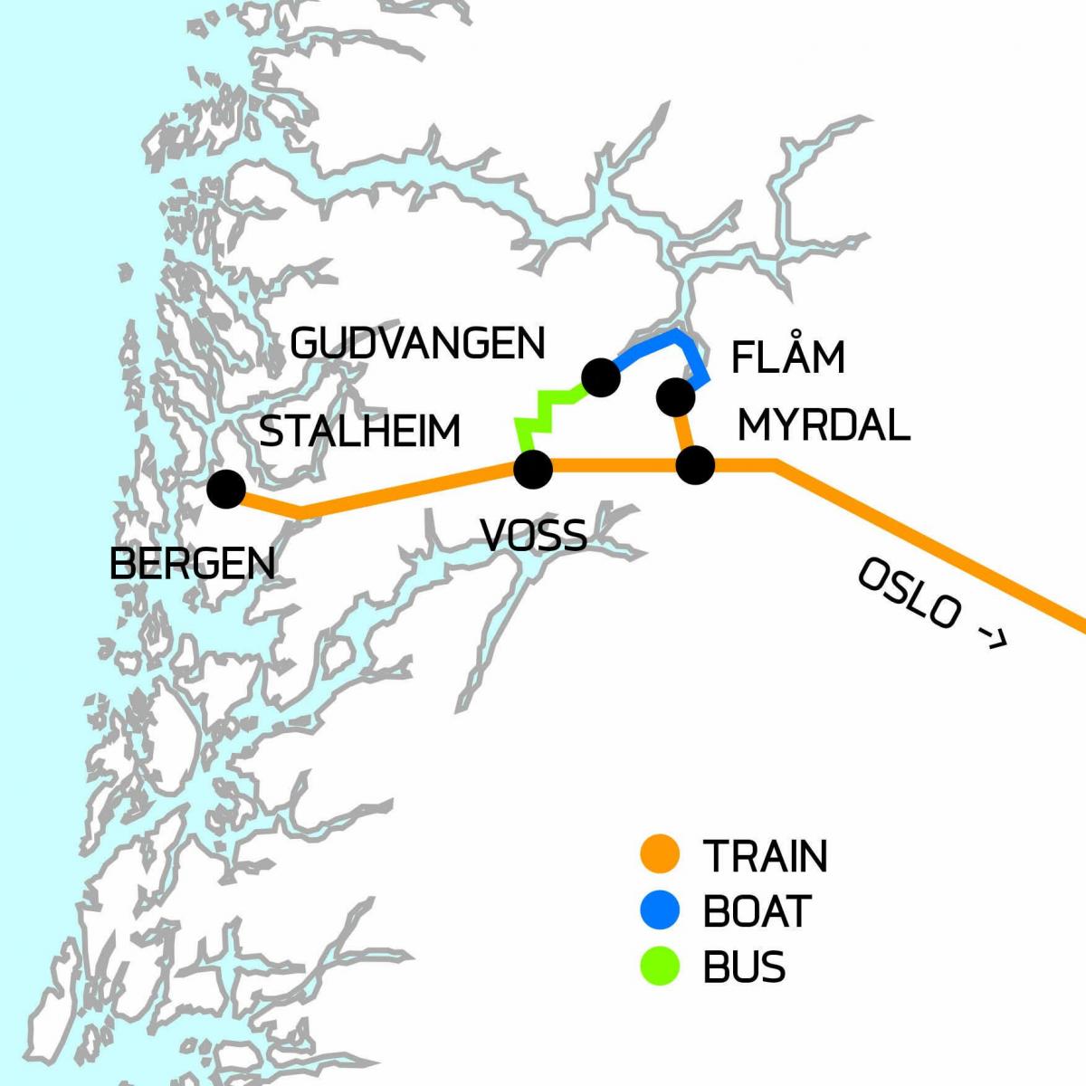 Mapa de Noruega en poucas palabras