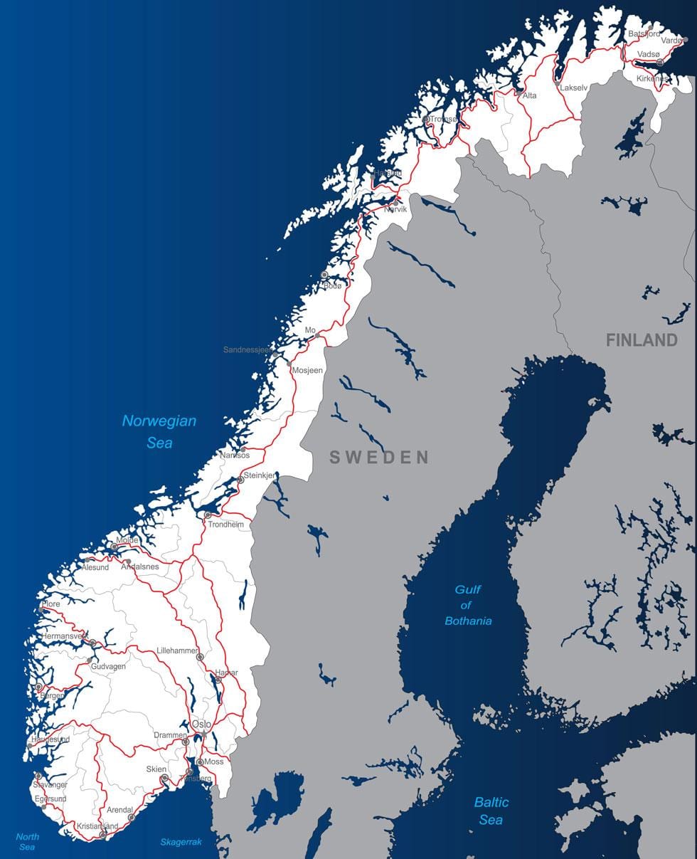 estradas con peaxe Noruega mapa