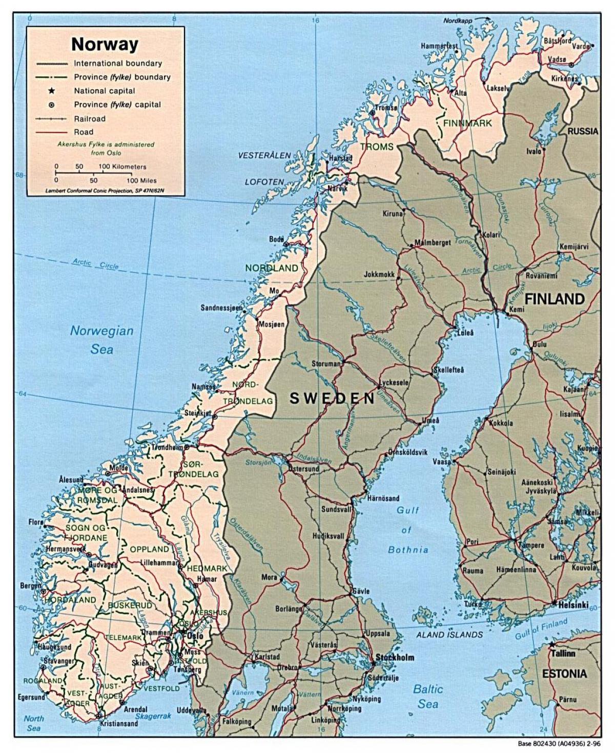 condución mapa de Noruega