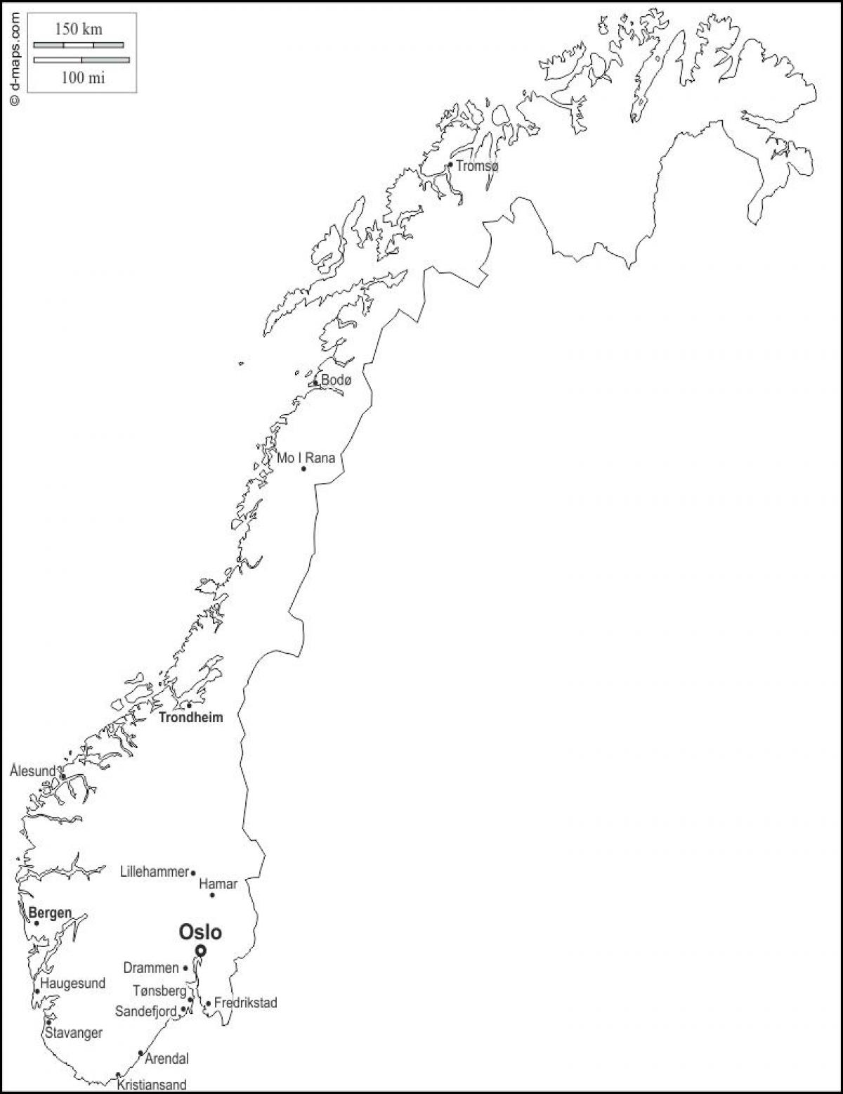 Mapa de Noruega contorno