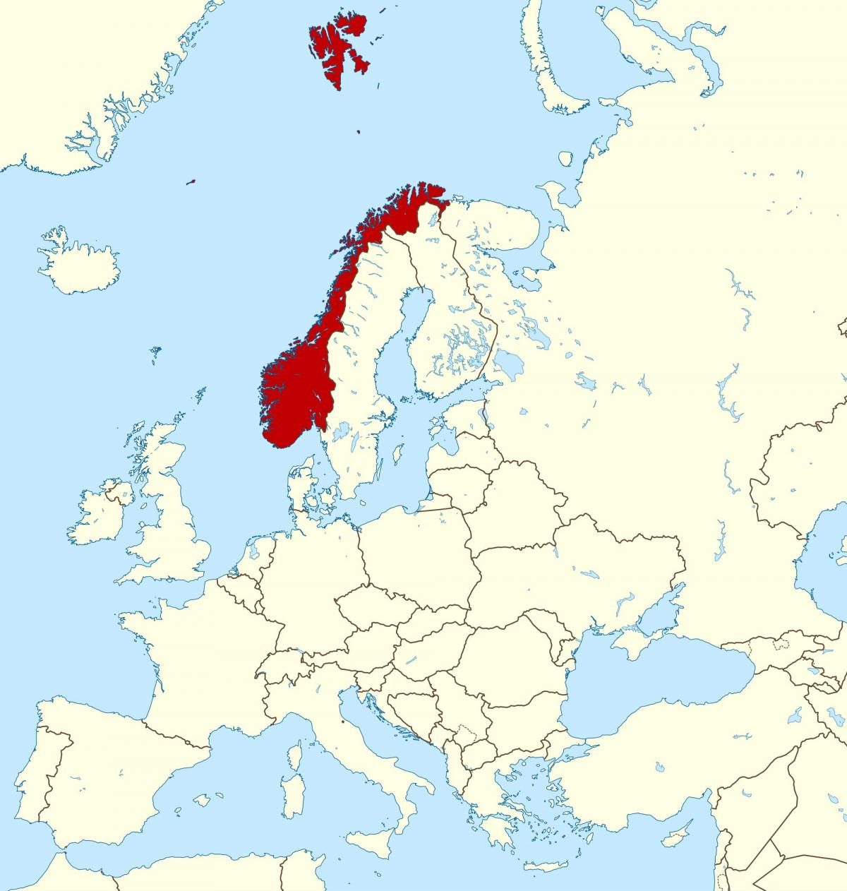 mapa de Noruega e europa