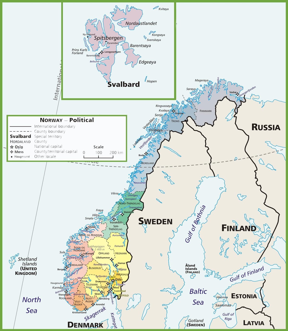 Mapa de Noruega política 