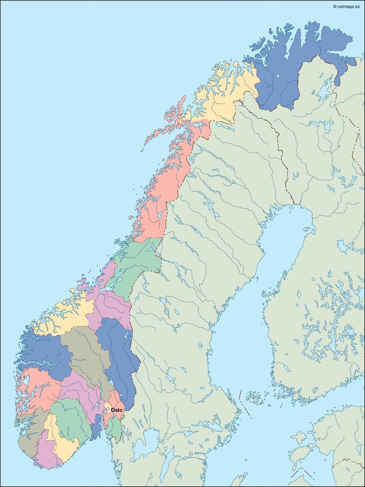 Mapa de Noruega vector