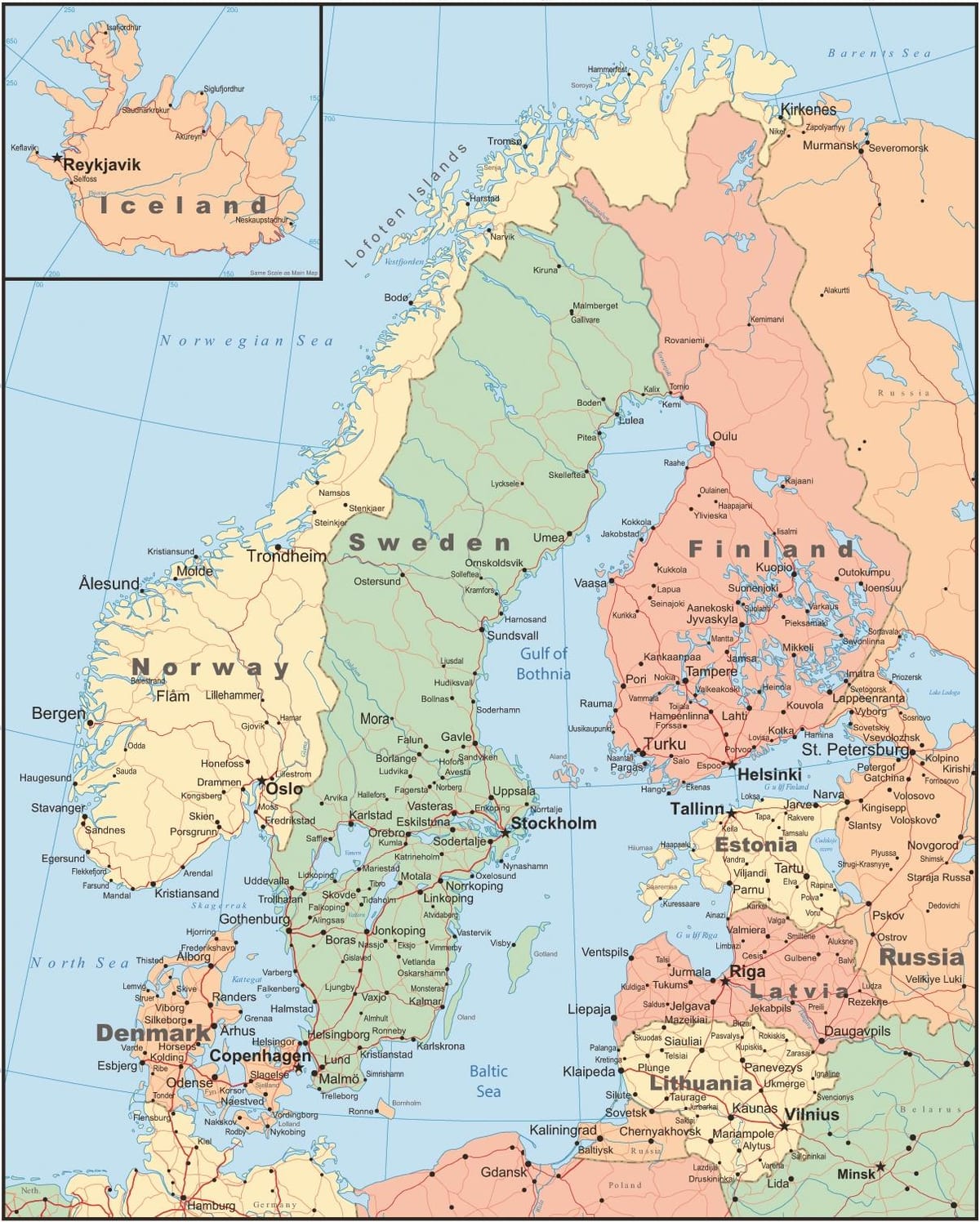 Mapa de Noruega, país
