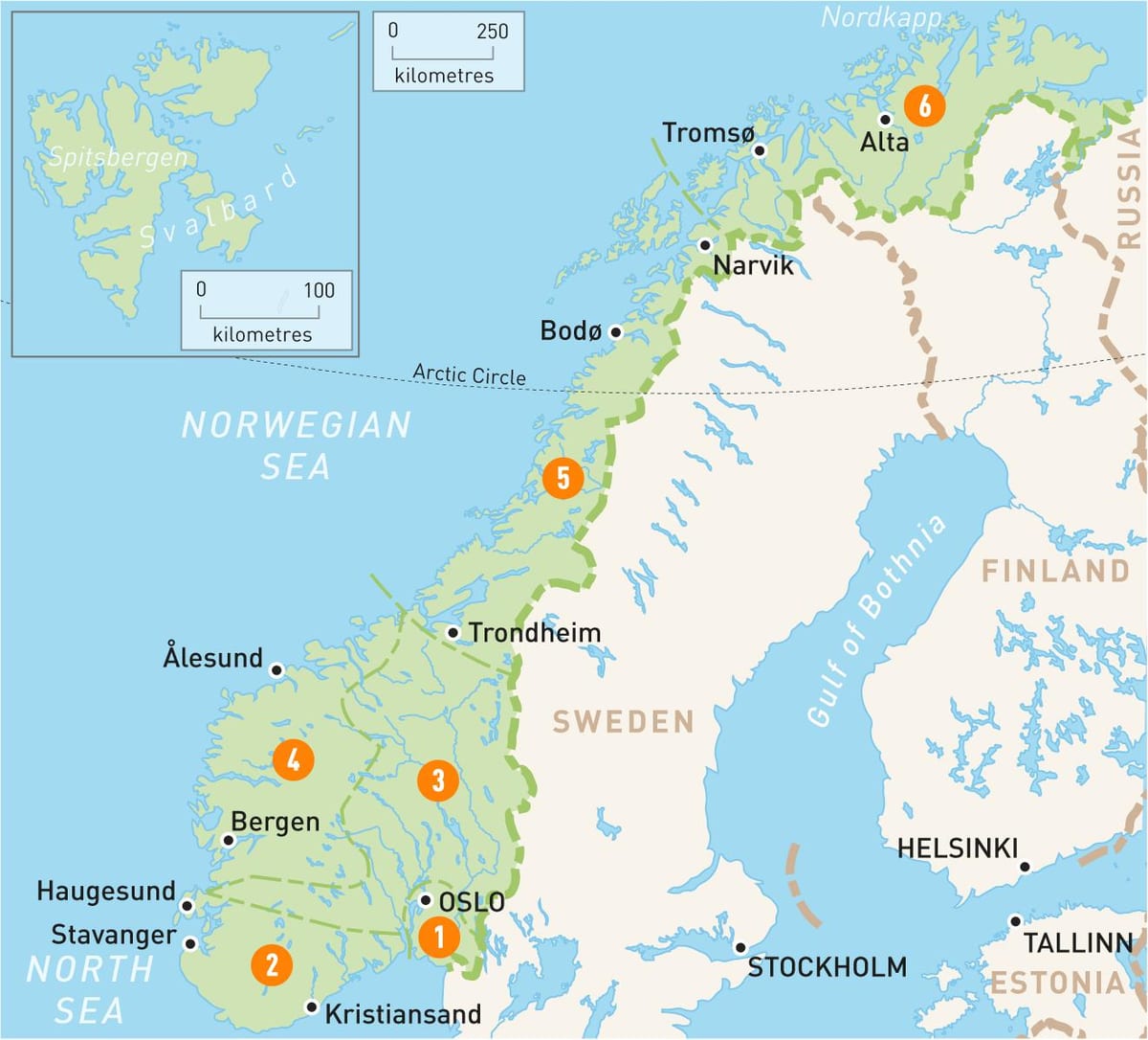 Mapa de Noruega rexións