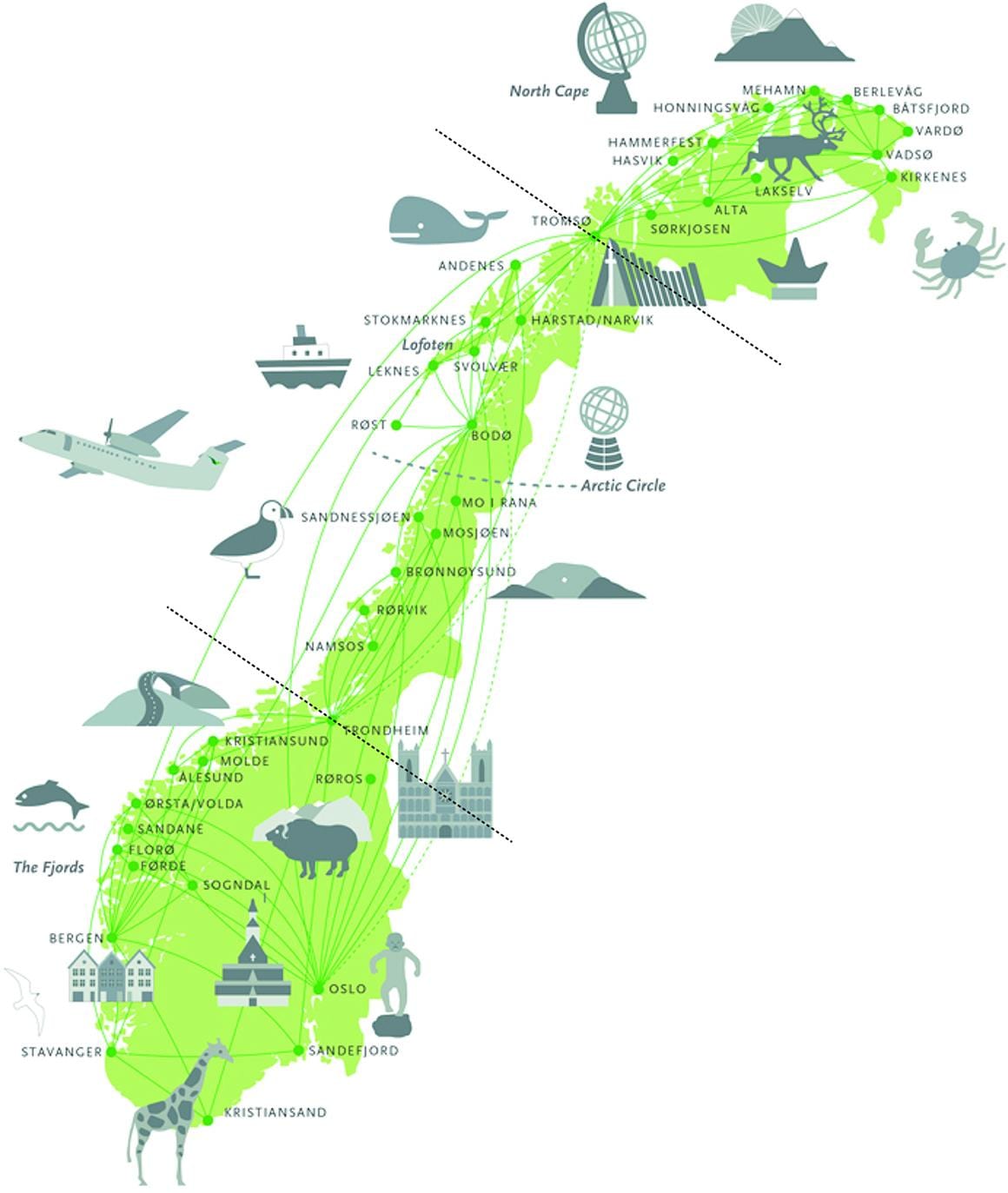 nacional ruta turística Noruega mapa