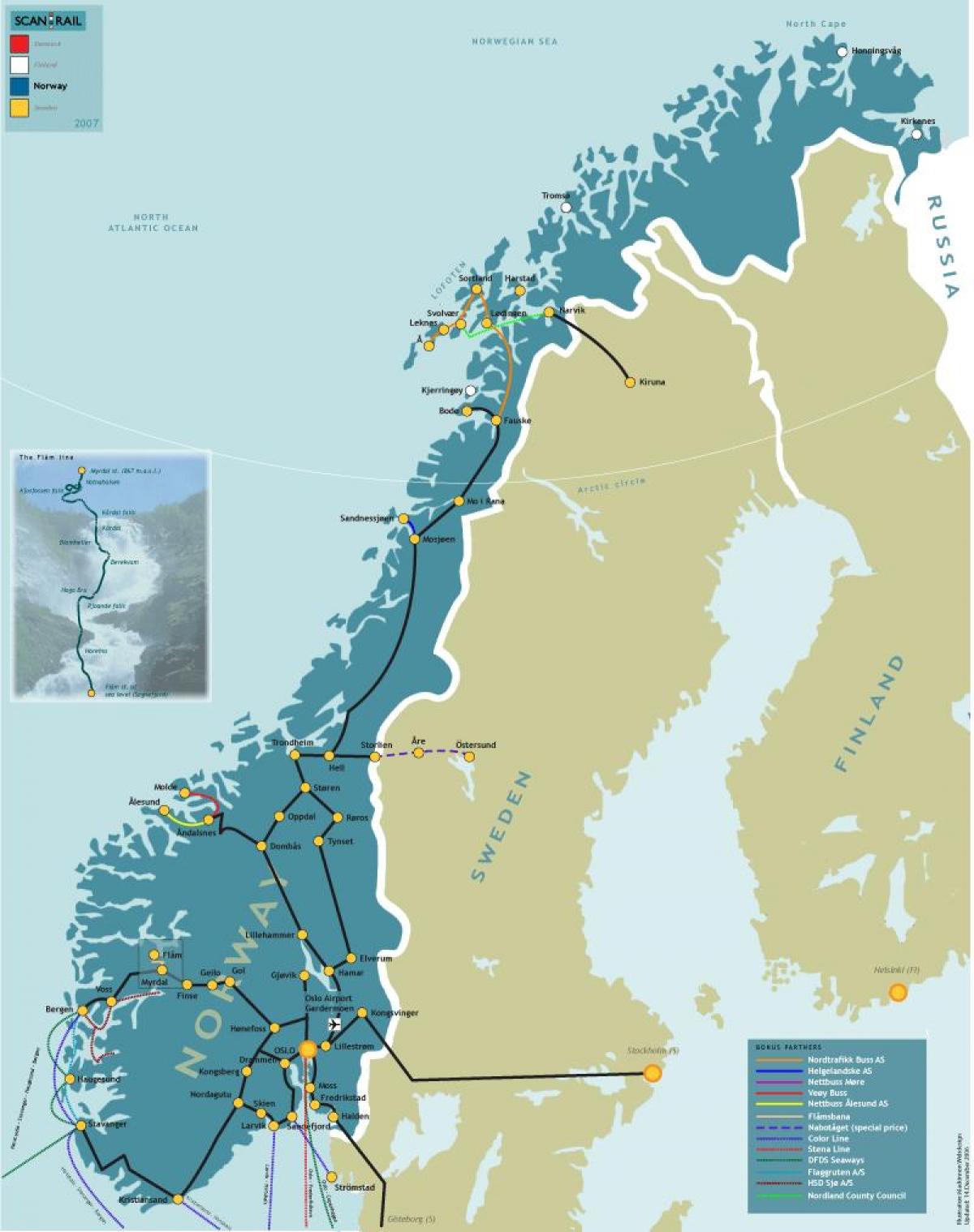 Noruega ferroviario mapa
