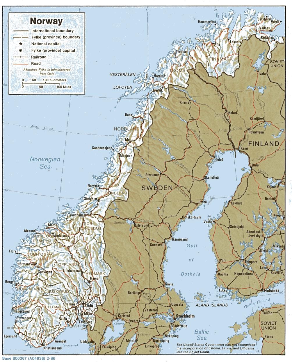 xeográfica mapa de Noruega