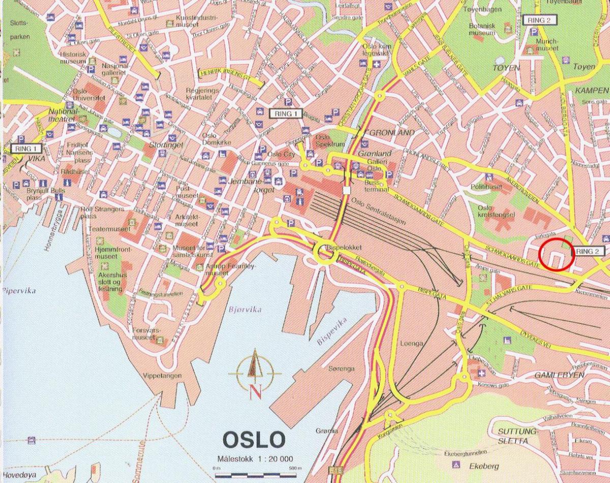 mapa de oslo, Noruega centro da cidade