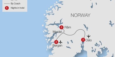 Mapa de flam ferroviaria Noruega