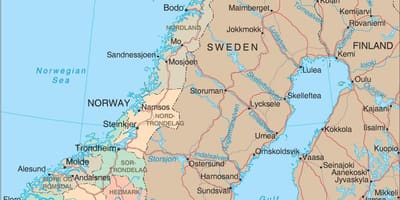 Mapa de Noruega fervenzas