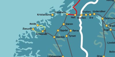 Mapa de Noruega northern railway