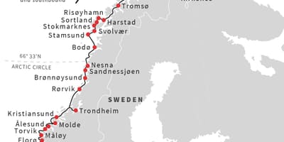 Mapa de Noruega portos
