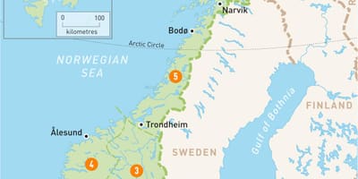 Mapa de Noruega rexións